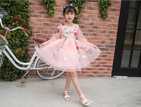 2019 Beautiful Flower Fairy Girls Princess Dress Kids Party Wedding