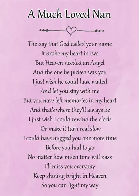 A MUCH LOVED Nan Memorial Graveside Poem Card Free Ground Stake F PicClick UK