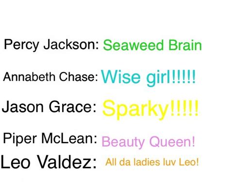 Some Heros Of Olympus Nicknames And Phrases Xd Percy Jackson And The