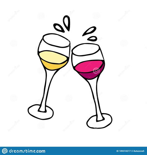 Two Glasses Of Wine With White And Red Wine Vector Cheers Idoodle
