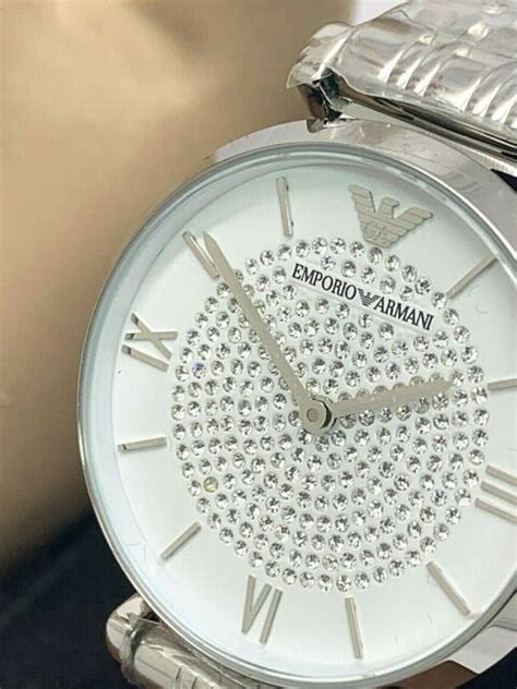 Emporio Armani Ar1925 Crystal Pave White Dial Stainless Steel Ladies