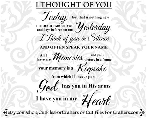 I Thought Of You Svg In Loving Memory Svg To My Husband Svg Etsy