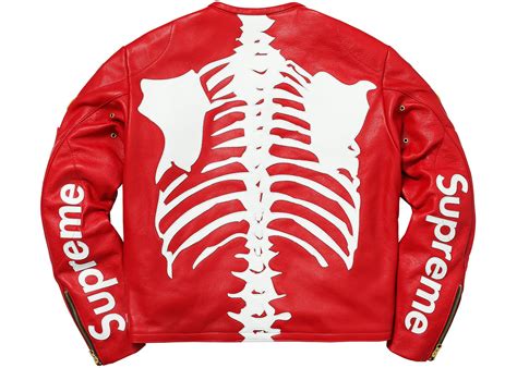 Supreme Vanson Leather Bones Jacket Red - FW17