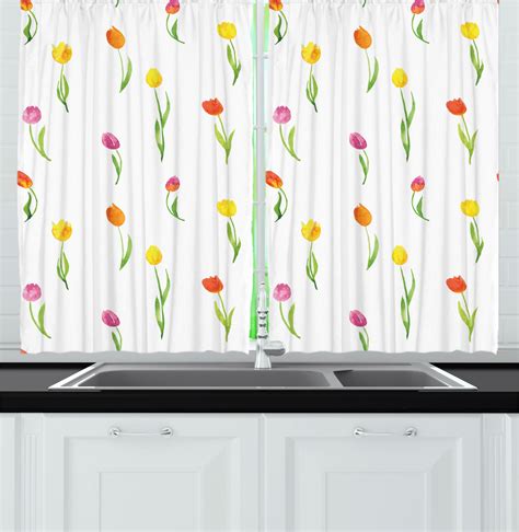 Colorful Kitchen Curtains 2 Panel Set Window Drapes 55 X 39 Ebay