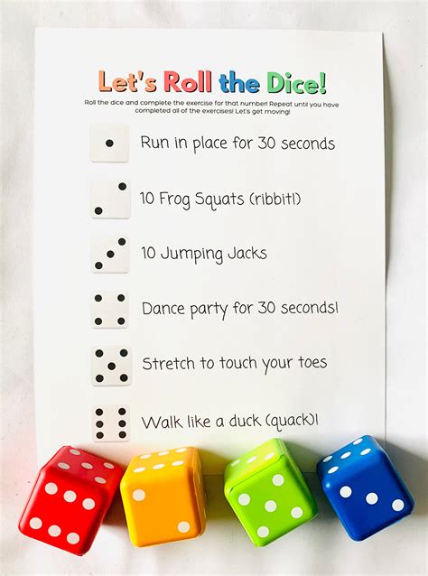 Making Exercise Fun Dice Exercise Game Mental Health Etsy