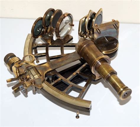 Navigation Marine Sextant In Ship Working Instrument Astrolabe In Solid Barss By