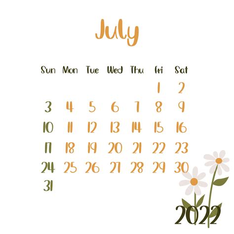 Gambar Kalender Juli 2022 Png Kalender 2022 Kalender Juli 2022