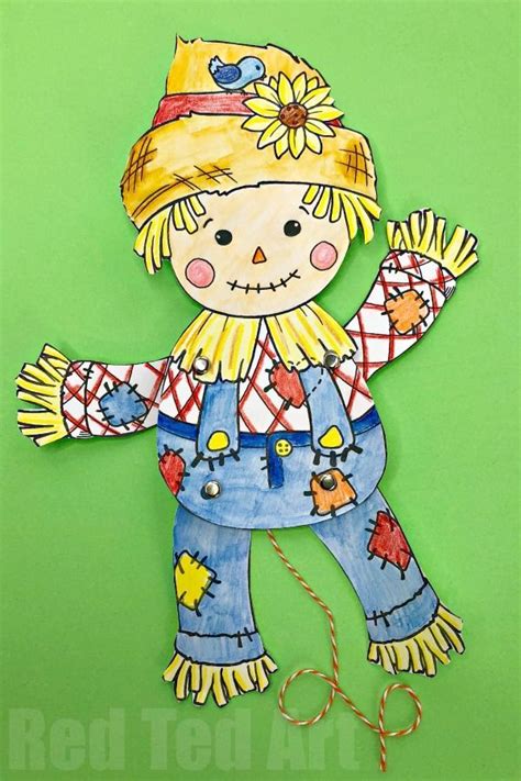 Learn how to draw a scarecrow for kids easy and step by step. Articulated Scarecrow Puppet Printable for Harvest ...