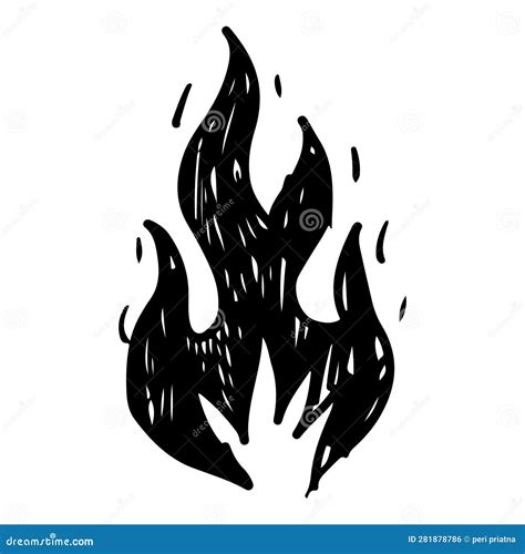 Doodle Sketch Style Of Hand Drawn Fire Isolated On White Background