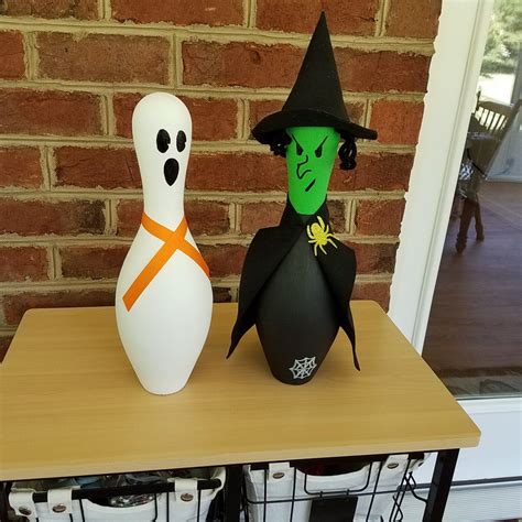 Bowling Pin Ghost And Witch 2017 Bowling Pin Crafts Fall Halloween