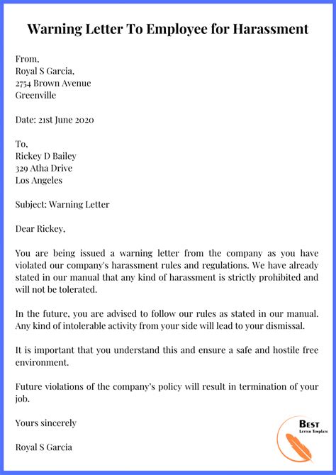 Warning Letter Template Format Sample And Example In Pdf And Word 2023