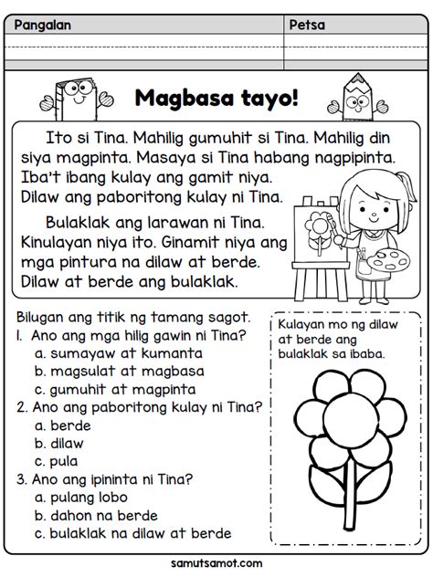 Reading Comprehension Filipino Grade 2 Worksheet Marian Morgans