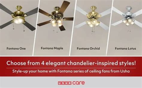 4 Usha Fontana Lotus 1230mm Ceiling Fan With Decorative Lights Sweep