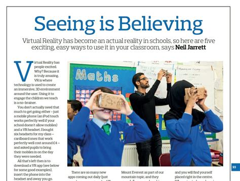 My Article For Teach Primary Magazine Teaching Using Virtual Reality