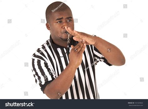 Handsome African American Referee Calling Time Out Stock Photo