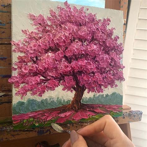 Misun Holdorf On Instagram Mini Cherry Blossoms 🌸 8 X 8 Oil On Wood