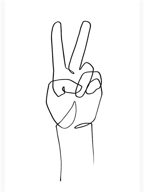 Peace Sign Hand One Line Art Poster For Sale By Theredfinch Redbubble