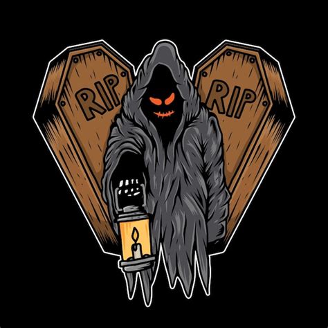 premium vector halloween scary grim reaper illustration