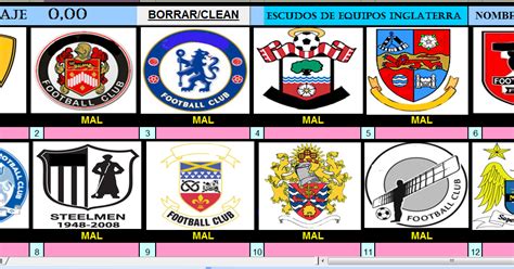 Perdedores, inglaterra 6, racismo 0 o vergüenza eran algunos de los titulares con los que amanecía la prensa británica después de los. EXCEL QUIZ JUEGOS NONINAIZ - GRATIS: EQUIPOS DE FUTBOL DE ...