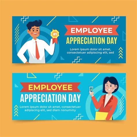 Free Vector Flat Employee Appreciation Day Horizontal Banners Set