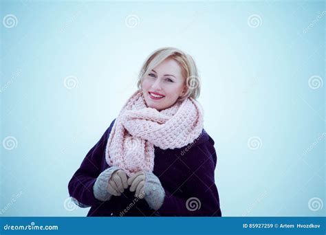 Blonde Woman In Scarf Day Outdoor Stock Image Image Of Size Hair