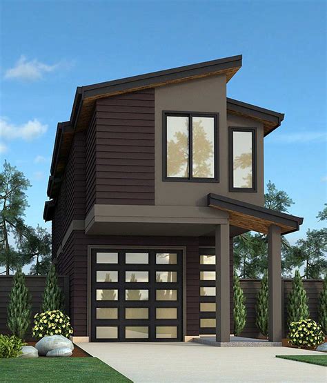 Narrow Lot Exclusive Contemporary House Plan 85151ms