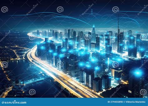 5g Powered Smart Cities Of The Future Generative Ai Stock Illustration