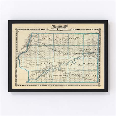 Vintage Map Of Whiteside County Illinois 1876 By Teds Vintage Art