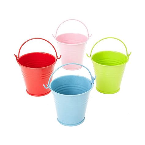 Mini Metal Tin Buckets With Handle Colorful Pail For Easter Party