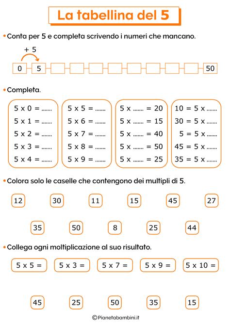 Le Tabelline Schede Didattiche Per La Classe Seconda Pianetabambini It