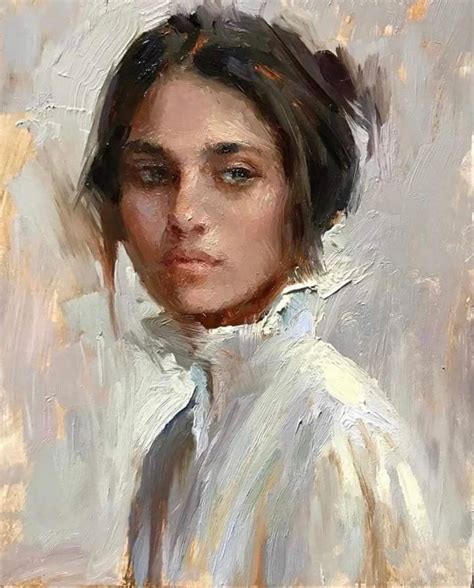 Portrait Painting In Oils Great White Opaque Application Artist Unknown Oil Painting