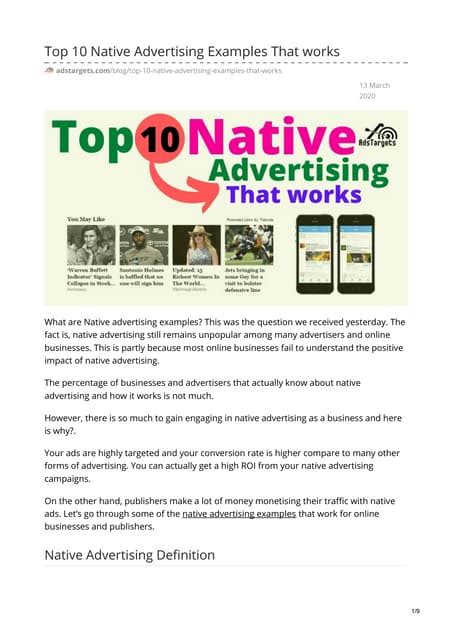 Top 10 Native Advertising Formats That Work Pdf