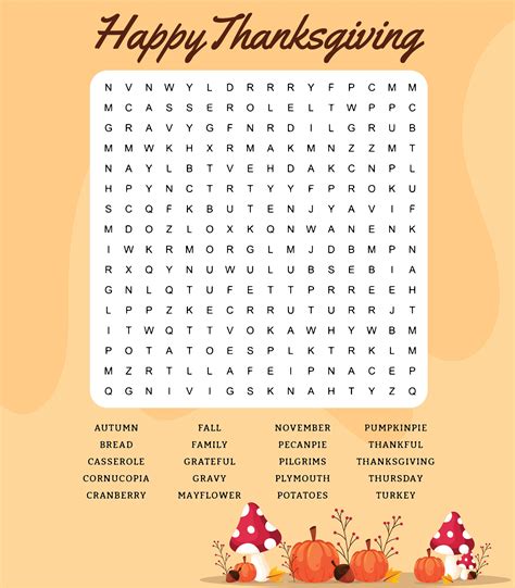 Free Printable Thanksgiving Word Search Favecraftscom