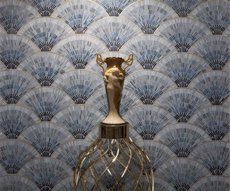 Fan Club Blue Ombre With Brass Artistic Tile Luxury Master Bathrooms