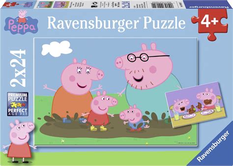 Puzzle 2x24 Elementy Ravensburger 090822 Świnka Peppa Zabawa W Błocie