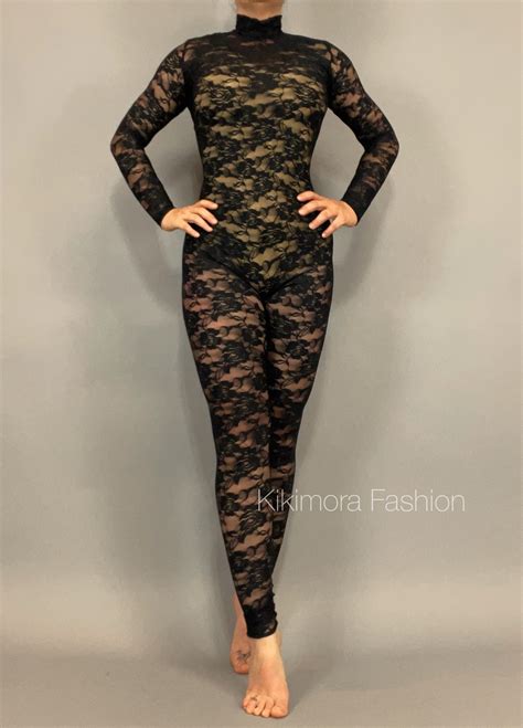 ON SALE Sheer Bodysuit Beautiful Lace Catsuit Trending Now Etsy