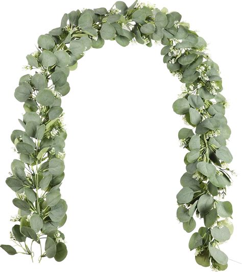 Aonewoe 2pack Artificial Eucalyptus Vine With Babys Breath Flowers 6