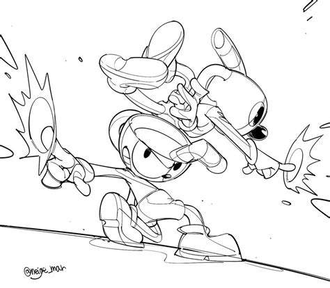 Coloring pages of bosses and twin brothers cuphead and mugman. ถูกฝังไว้ | Badass drawings, Cartoon drawings, Character art