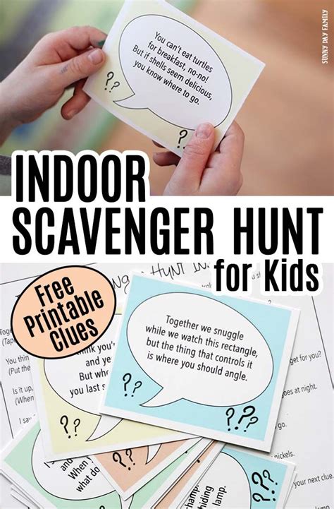 New ideas to create · easy to share · inspire business success Indoor Scavenger Hunt for Kids with Free Printable Clues ...