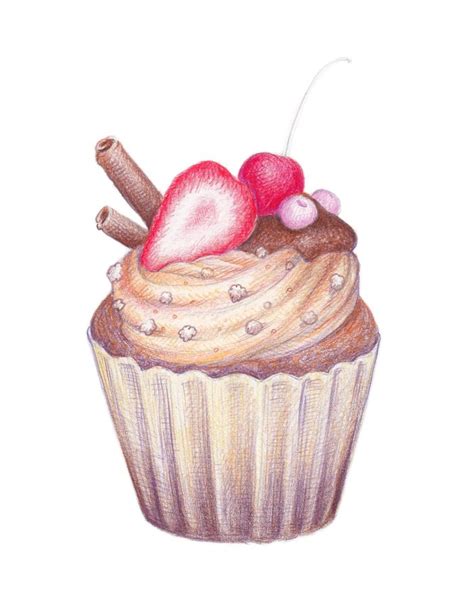 A Colored Pencils Tutorial How To Draw A Cupcake Eugenia Hauss