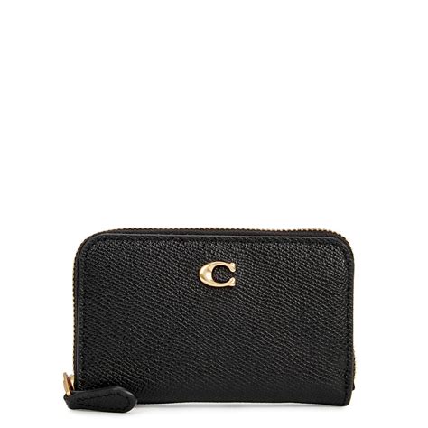 Coach Coach Grained Leather Wallet Black One Size Editorialist