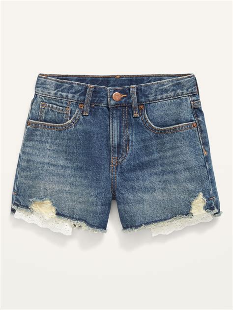 High Waisted Exposed Lace Pocket Jean Shorts For Girls Old Navy