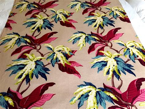 Stunning Vintage 40s Tropical Barkcloth Fabric// by KimberlyZ