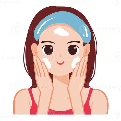 Cute Girl Illustration Washing Her Face 17293222 Png