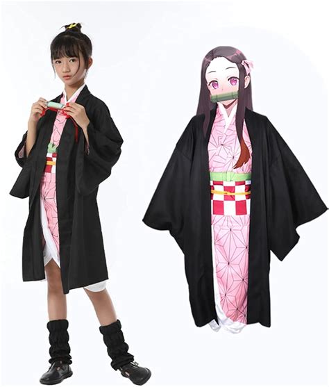 Kids Kamado Nezuko Costume Anime Cosplay Kimono Dress Suit