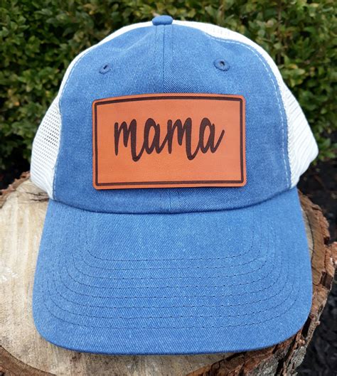 Mama Hat Genuine Leather Patch Mama Baseball Cap Mom Hat Etsy