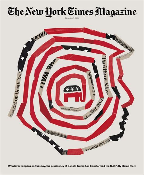 The New York Times Magazine Cover With An Elephant Surrounded By Red White And Blue Strips