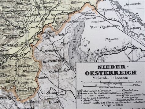 1880 Austria Lower Original Antique Map Vintage Wall Decor