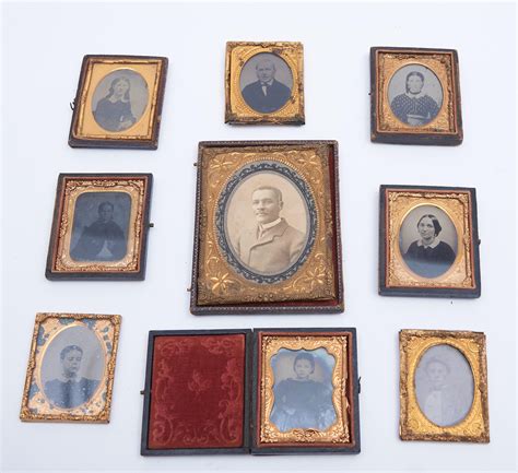 Lot Collection Of Nine 19th Century Daguerreotypes And Tin Types