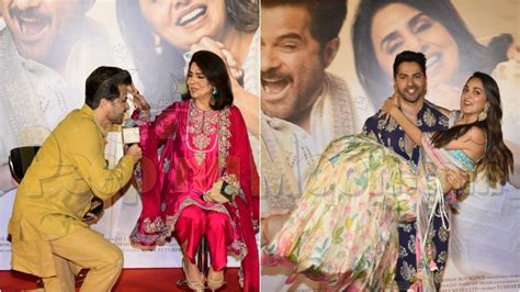 Jug Jugg Jeeyo Trailer Launch Anil Kapoor Touches Neetu Kapoors Feet Varun Dhawan Carries
